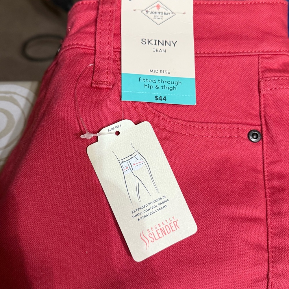 St John’s Bay Coral Mid Rise Skinny Jeans Women’s Size 6 NWT - Picture 6 of 10